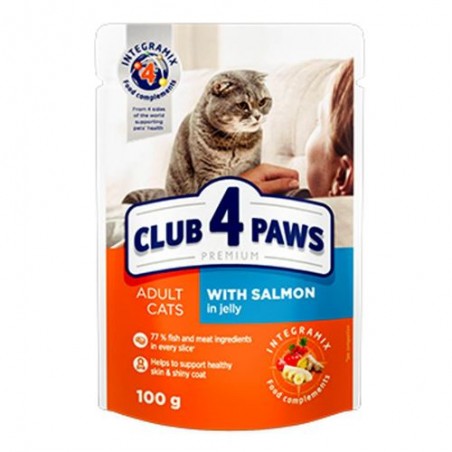 Club 4 Paws - Club 4 Paws Hrana umeda completa cu somon in jeleu pentru pisici adulte