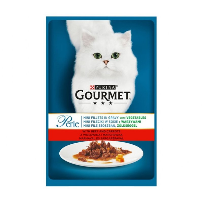 Gourmet - Gourmet Perle cu vita, morcovi si legume, hrana umeda pentru pisici